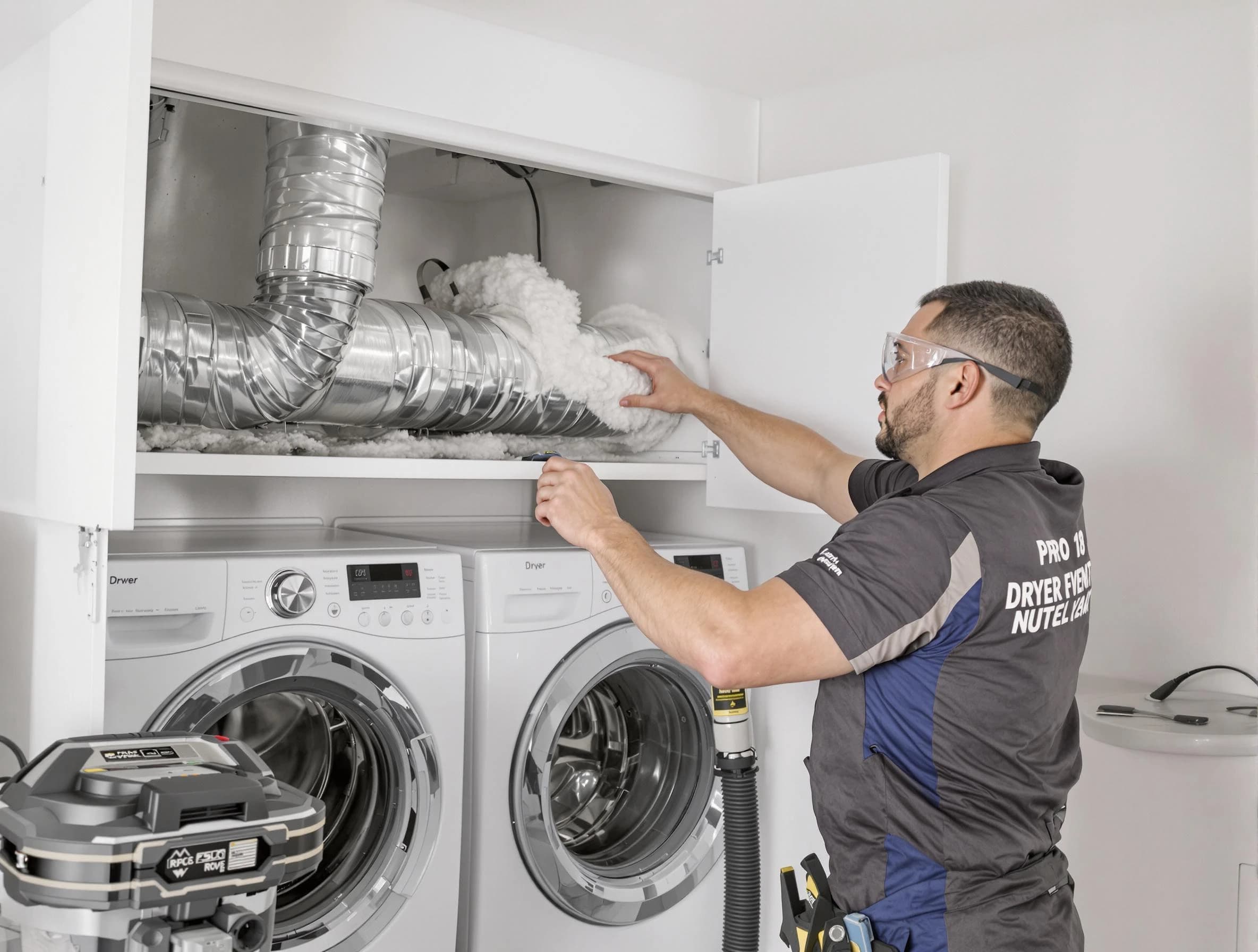 Four Square Mile Dryer Vent Cleaning certified technician performing specialized gas dryer vent cleaning in Four Square Mile